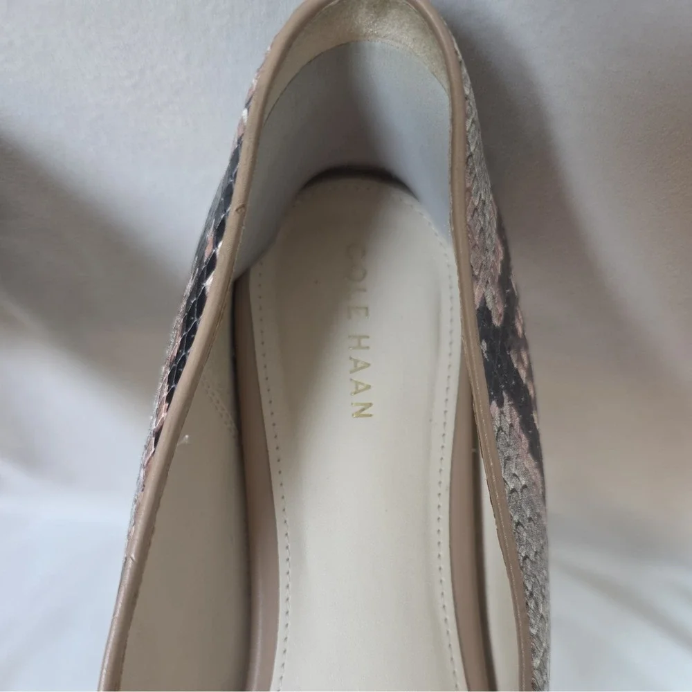 Cole Haan Snake Print Slingback Block Heel Pointed Toe Shoes Sz 9.5